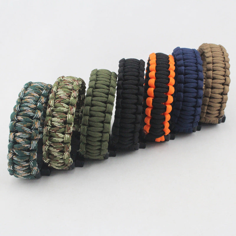 Whistle, Flintstone, Compass, Scraper, Reflective Strip Rope 5 in 1 Outdoor Survival Bracelet