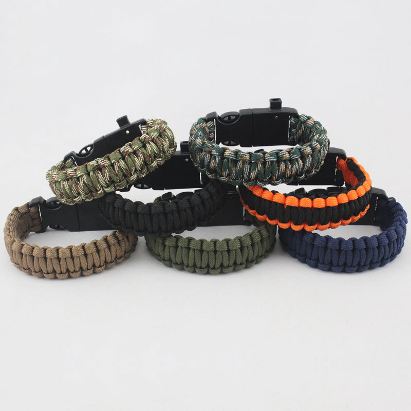 Whistle, Flintstone, Compass, Scraper, Reflective Strip Rope 5 in 1 Outdoor Survival Bracelet