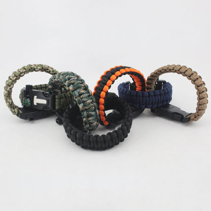 Whistle, Flintstone, Compass, Scraper, Reflective Strip Rope 5 in 1 Outdoor Survival Bracelet