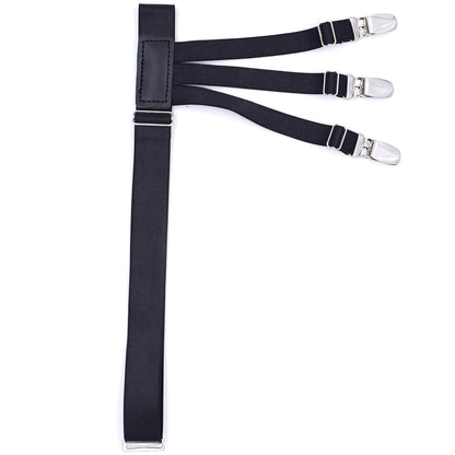 1 Pair Mens Shirt Stays Anti-Wrinkle Clip Thigh Suspender Belts Stay with 3 Locking Clamps