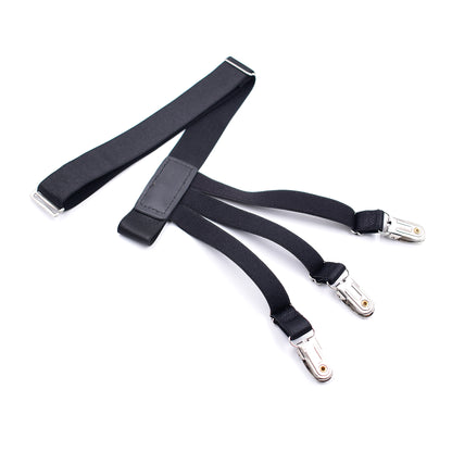 1 Pair Mens Shirt Stays Anti-Wrinkle Clip Thigh Suspender Belts Stay with 3 Locking Clamps