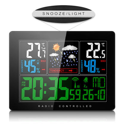 Temperature Humidity Wireless Weather Forecast Station Alarm and Snooze Thermometer Hygrometer Clock