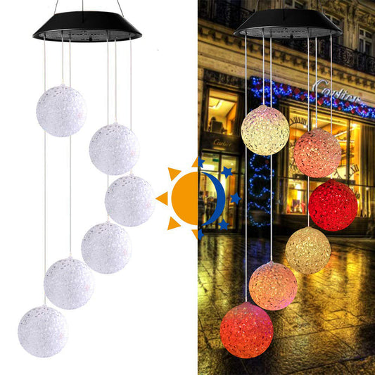 Hanging Solar Wind Chime Light Powered LED Light Color Changing Garden Outdoor Decor Lamp