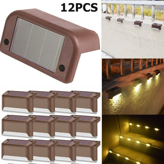 12PCS/Pack Solar Deck Lights Waterproof LED Solar Lamp for Outdoor Pathway Yard