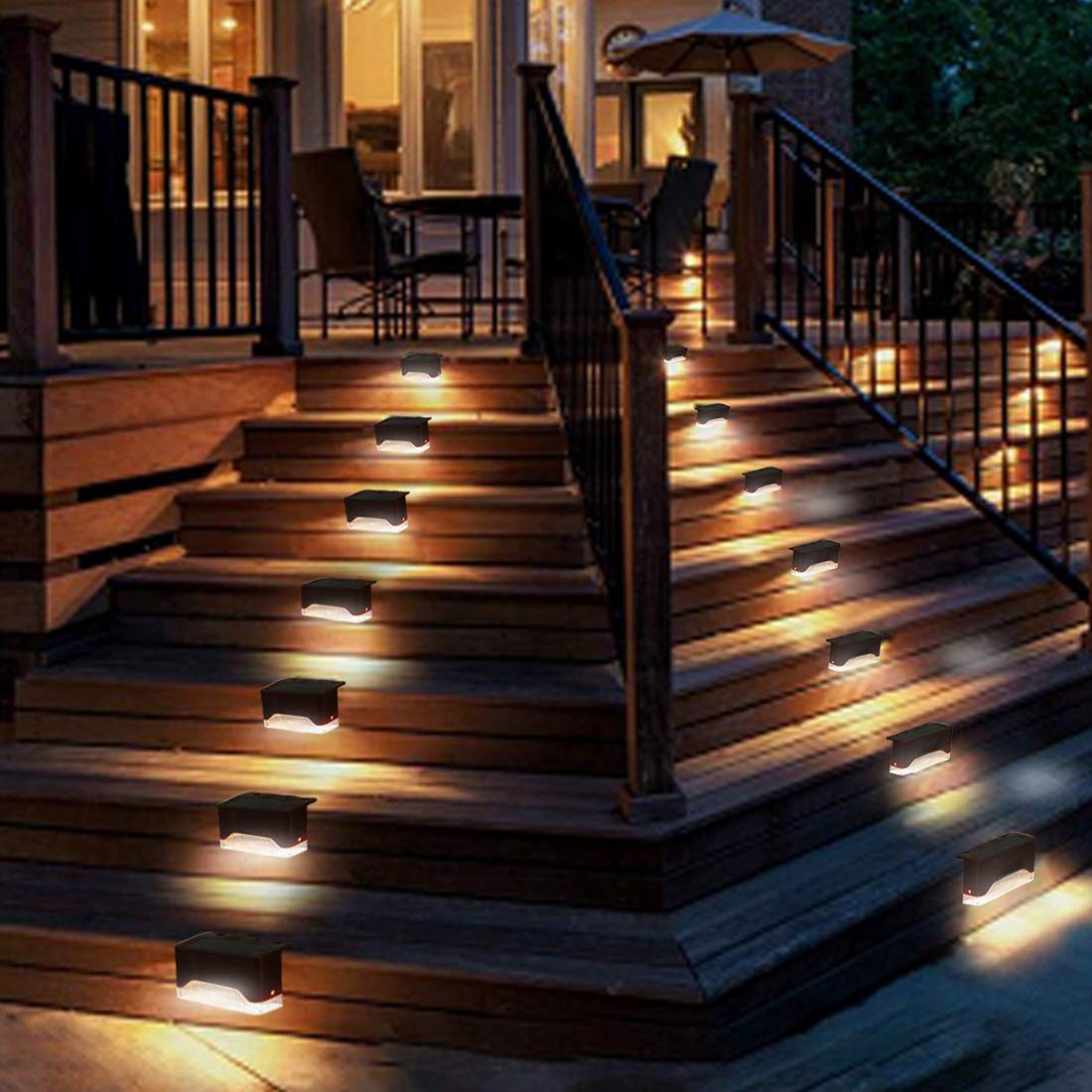 12PCS/Pack Solar Deck Lights Waterproof LED Solar Lamp for Outdoor Pathway Yard