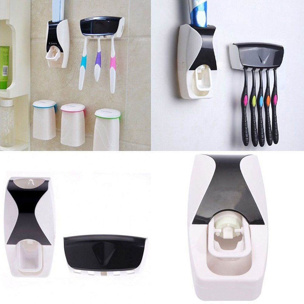 Practical Automatic Toothpaste Squeezer Toothbrush Holder Set with Sticker