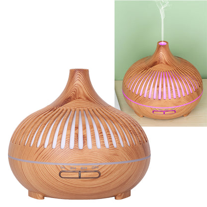 Colorful Atmosphere Lights Wood Texture Hollow Aromatherapy Humidifier with Remove Control