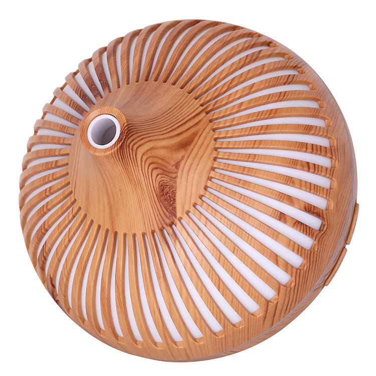 Colorful Atmosphere Lights Wood Texture Hollow Aromatherapy Humidifier with Remove Control