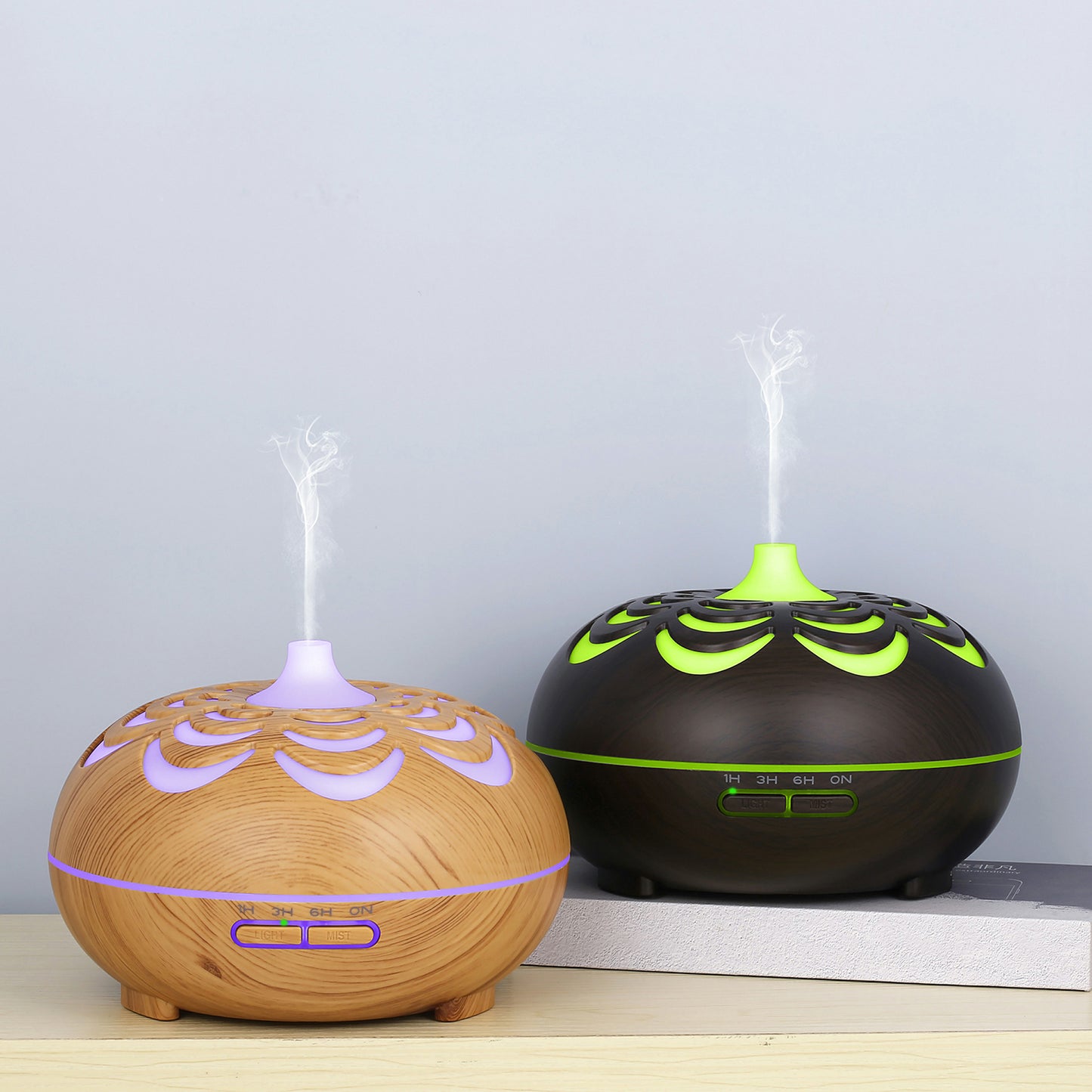 350ML Ultrasonic Essential Oil Diffuser Wood Grain Cool Mist Humidifier with 7 Color LED Lights for Home Bedroom