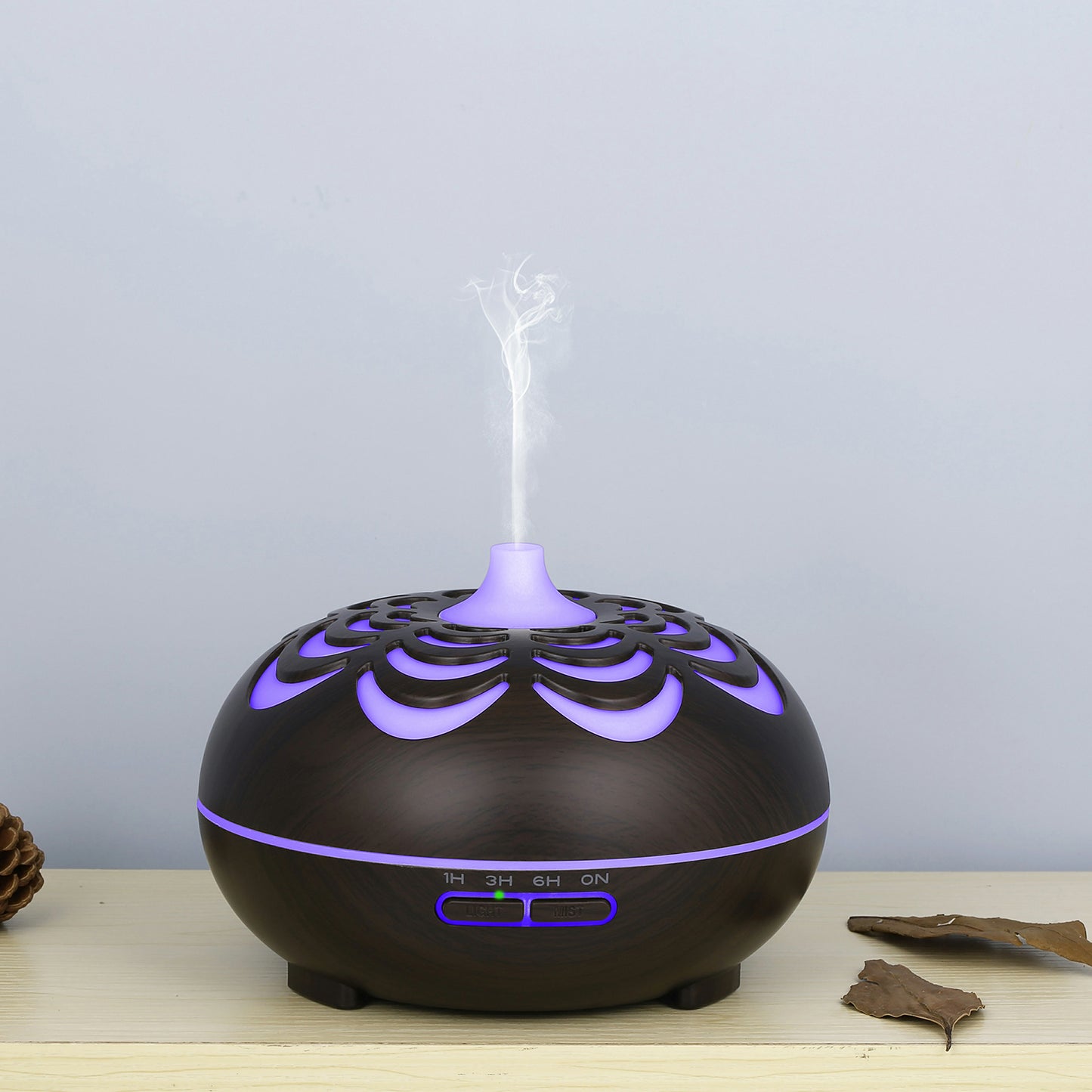 350ML Ultrasonic Essential Oil Diffuser Wood Grain Cool Mist Humidifier with 7 Color LED Lights for Home Bedroom