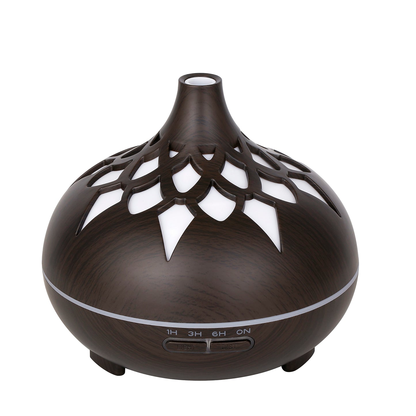 350ML Wood Grain Hollow Design Aroma Humidifier Ultrasonic Cool Mist Humidifier with 7 Color Lights