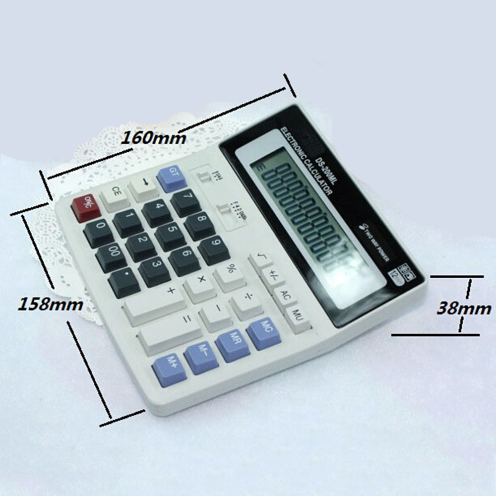 DS-200ML 12-digit LCD display Desktop Calculator Solar and Battery Dual Power Supply for Office School