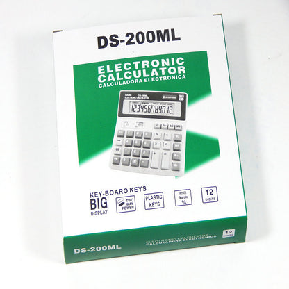 DS-200ML 12-digit LCD display Desktop Calculator Solar and Battery Dual Power Supply for Office School