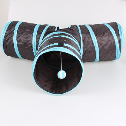 3 Channels Folding Pet Dog Toy Tunnel Roll Puppy Cat Sleeping Tents Bed with Bell Ball