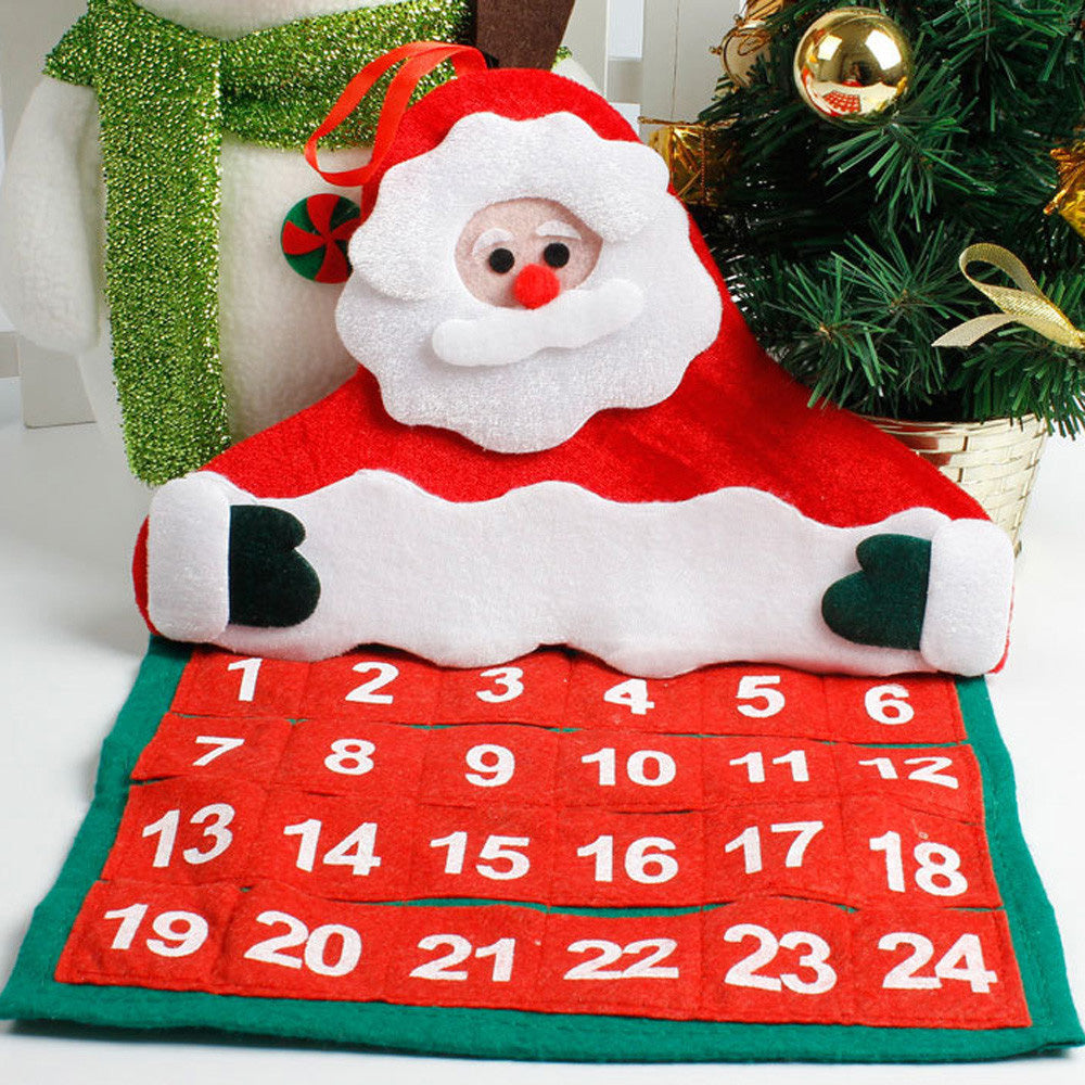 Christmas Santa Claus 24-Day Hanging Fabric Advent Calendar, Size: 30 x 40cm