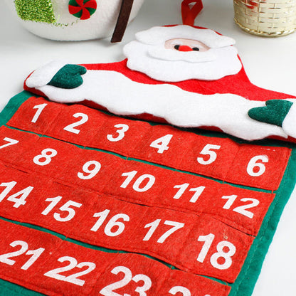 Christmas Santa Claus 24-Day Hanging Fabric Advent Calendar, Size: 30 x 40cm