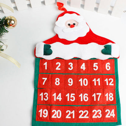 Christmas Santa Claus 24-Day Hanging Fabric Advent Calendar, Size: 30 x 40cm