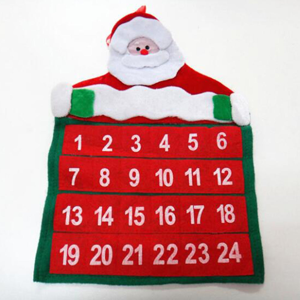 Christmas Santa Claus 24-Day Hanging Fabric Advent Calendar, Size: 30 x 40cm