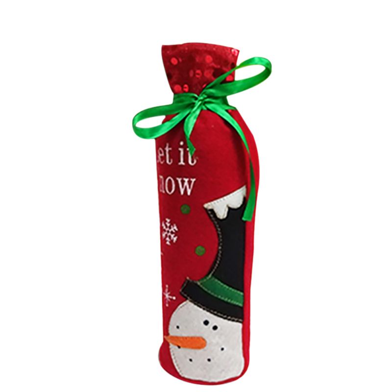 2Pcs/Set Christmas Santa Claus Snowman Wine Bottle Cover Holder Bag Party Decoration, Size: 30 x 12.5cm