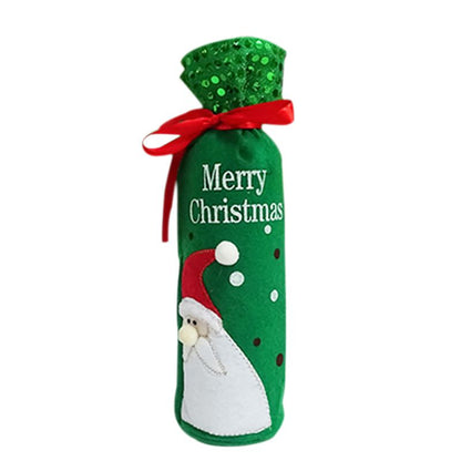 2Pcs/Set Christmas Santa Claus Snowman Wine Bottle Cover Holder Bag Party Decoration, Size: 30 x 12.5cm