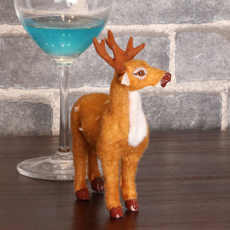 Xmas Mini Deer Doll Ornament Home Christmas Decor Holiday Prop