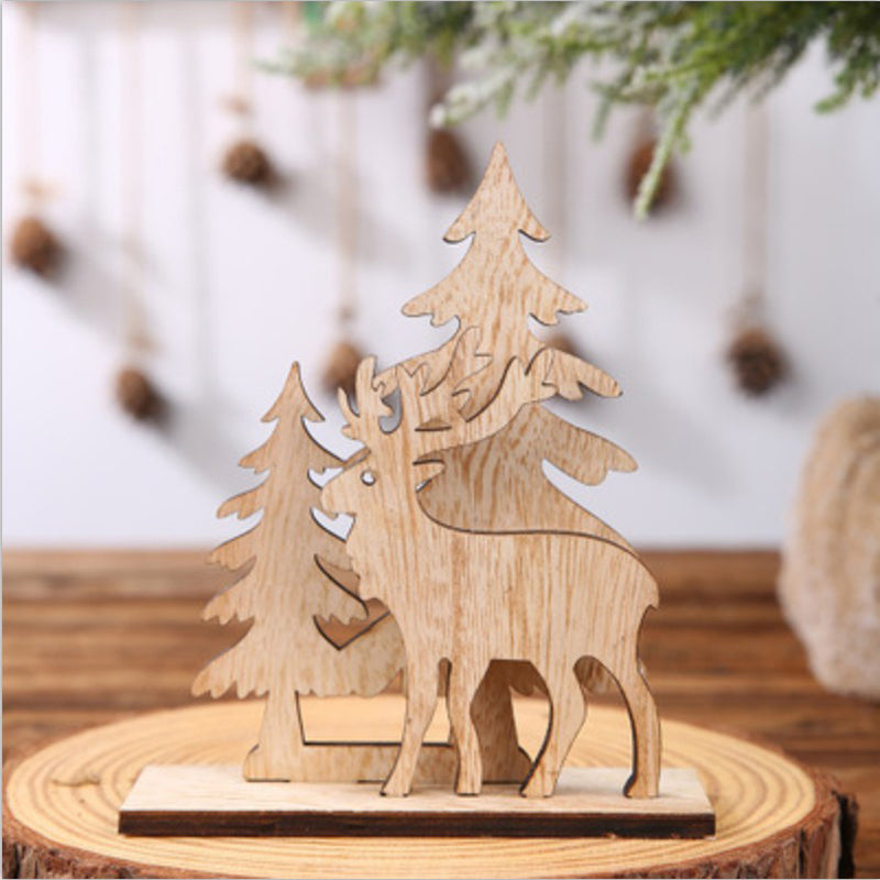 Wood Christmas Ornament Table Decoration DIY Craft