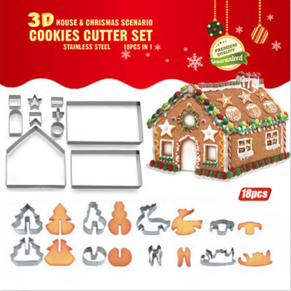 18PCS/Set Christmas Cookie Cutter Stainless Steel Cut Candy Biscuit Mold Cooking Tool