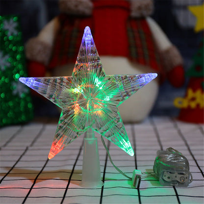 USB LED Light Star Ornament Party Supplies Christmas Tree Top Lamp