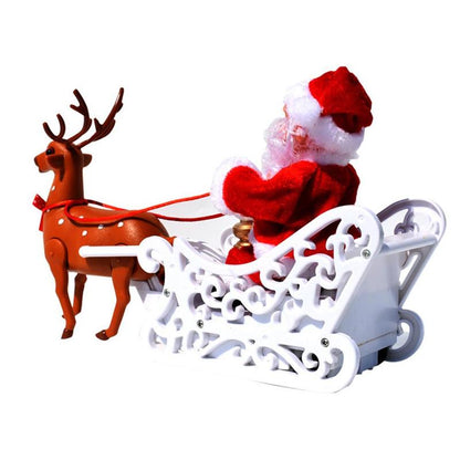 Christmas Santa Claus Doll Elk Sled Toy Electric Universal Car with Music