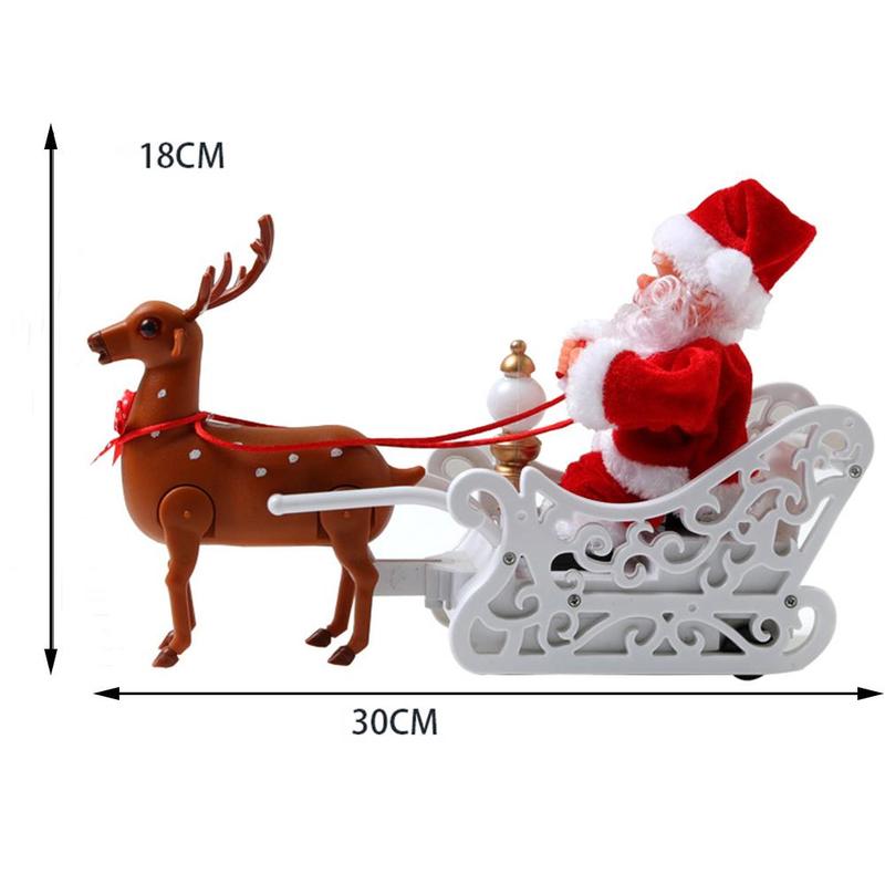 Christmas Santa Claus Doll Elk Sled Toy Electric Universal Car with Music