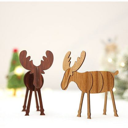 Wood Christmas Elk Deer Ornaments Xmas Tree Hanging Decoration Pendant Gift