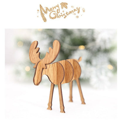 Wood Christmas Elk Deer Ornaments Xmas Tree Hanging Decoration Pendant Gift