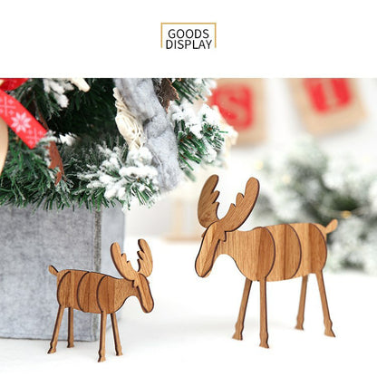 Wood Christmas Elk Deer Ornaments Xmas Tree Hanging Decoration Pendant Gift