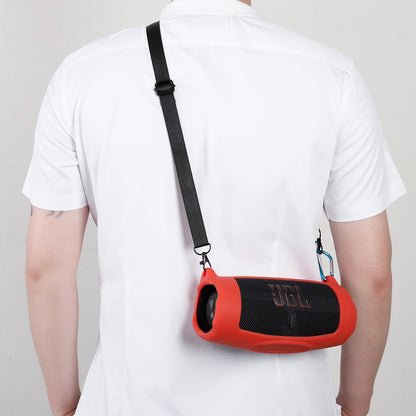 Silicone Carrying Case Bluetooth Speaker Protective Cover with Shoulder Strap Carabiner for JBL Charge 5