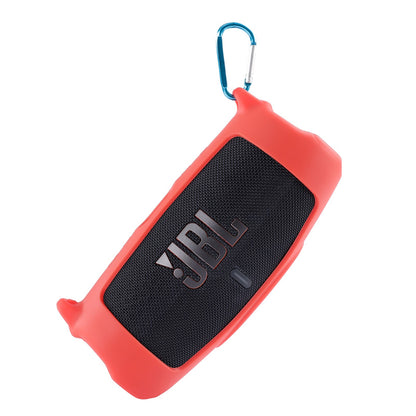 Silicone Carrying Case Bluetooth Speaker Protective Cover with Shoulder Strap Carabiner for JBL Charge 5