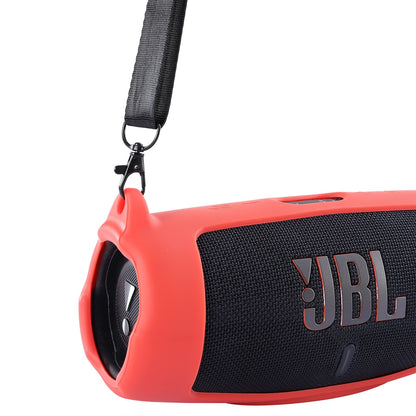 Silicone Carrying Case Bluetooth Speaker Protective Cover with Shoulder Strap Carabiner for JBL Charge 5