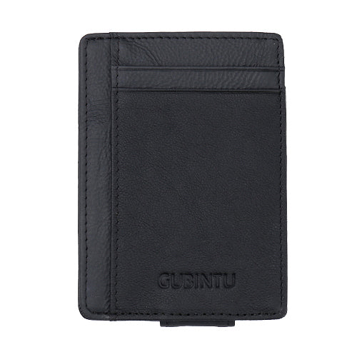 GUBINTU Genuine Leather Anti-scan Money Clip Men's Wallet with Card Slots