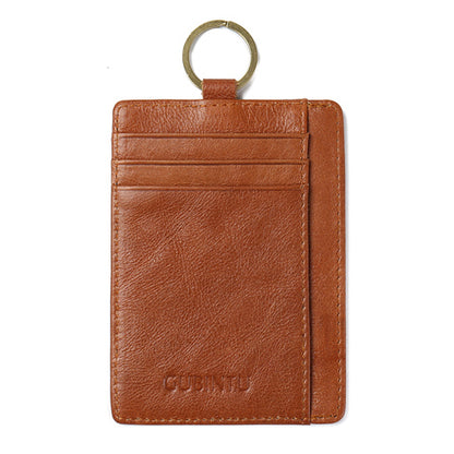 GUBINTU Genuine Leather Anti-scan Money Clip Men's Wallet with Card Slots and Key Ring