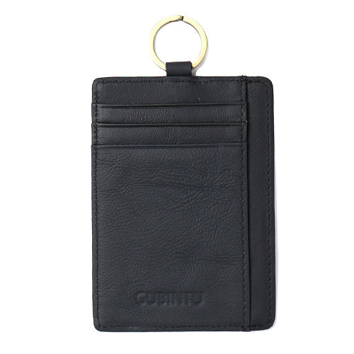 GUBINTU Genuine Leather Anti-scan Money Clip Men's Wallet with Card Slots and Key Ring