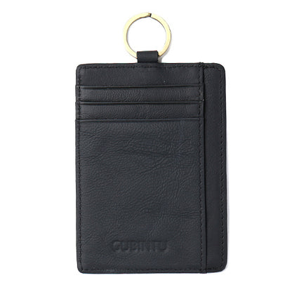 GUBINTU Genuine Leather Anti-scan Money Clip Men's Wallet with Card Slots and Key Ring