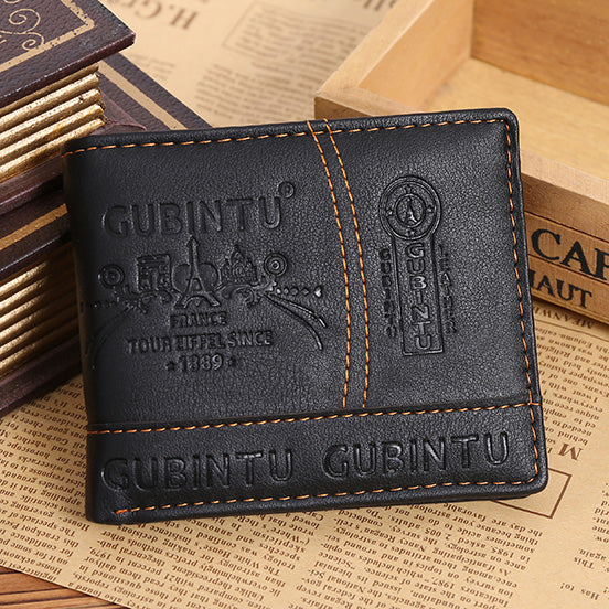 GUBINTU G009-1 Ultra-thin PU Leather Fashion Men's Short Wallet Purse