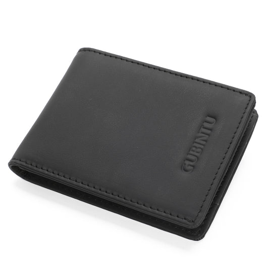 GUBINTU Men's Crazy Horse Texture Genuine Leather Antimagnetic Bi-fold Purse Wallet