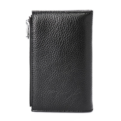 JINBAOLAI Vintage Litchi Texture Genuine Leather Zippered Wallet for Men