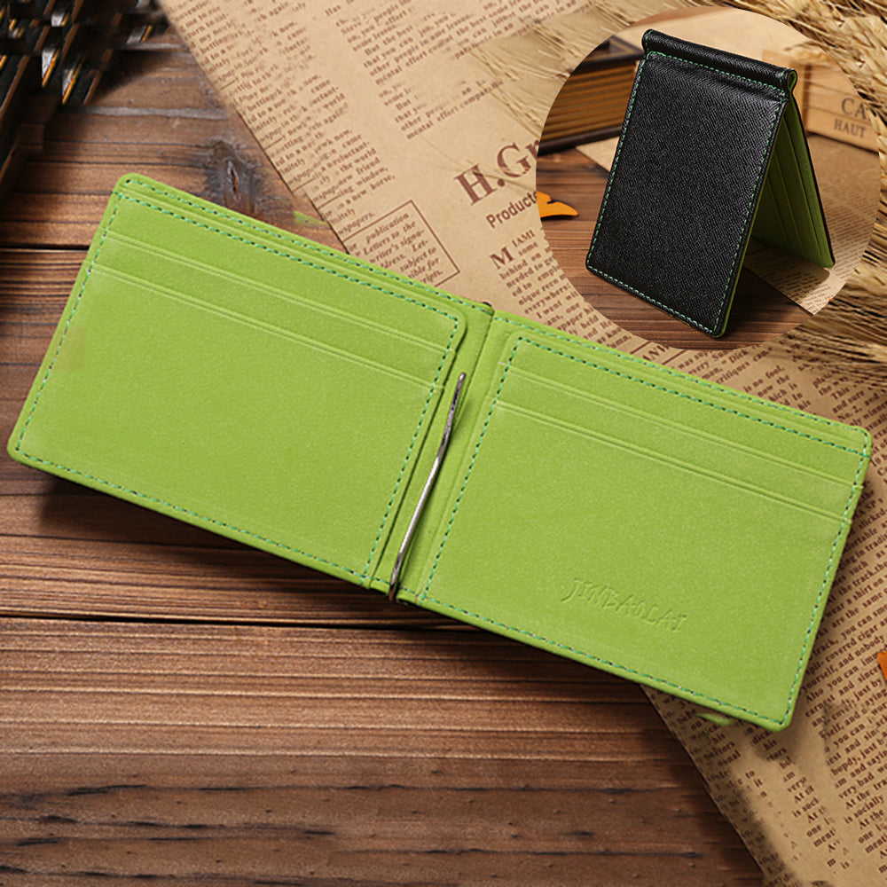 Creative Ultra-thin Bi-fold PU Leather Card Holders Wallet with Money Clip