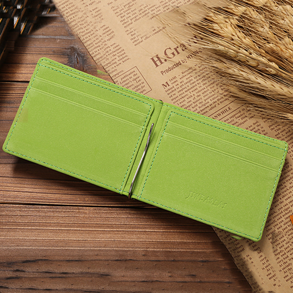 Creative Ultra-thin Bi-fold PU Leather Card Holders Wallet with Money Clip