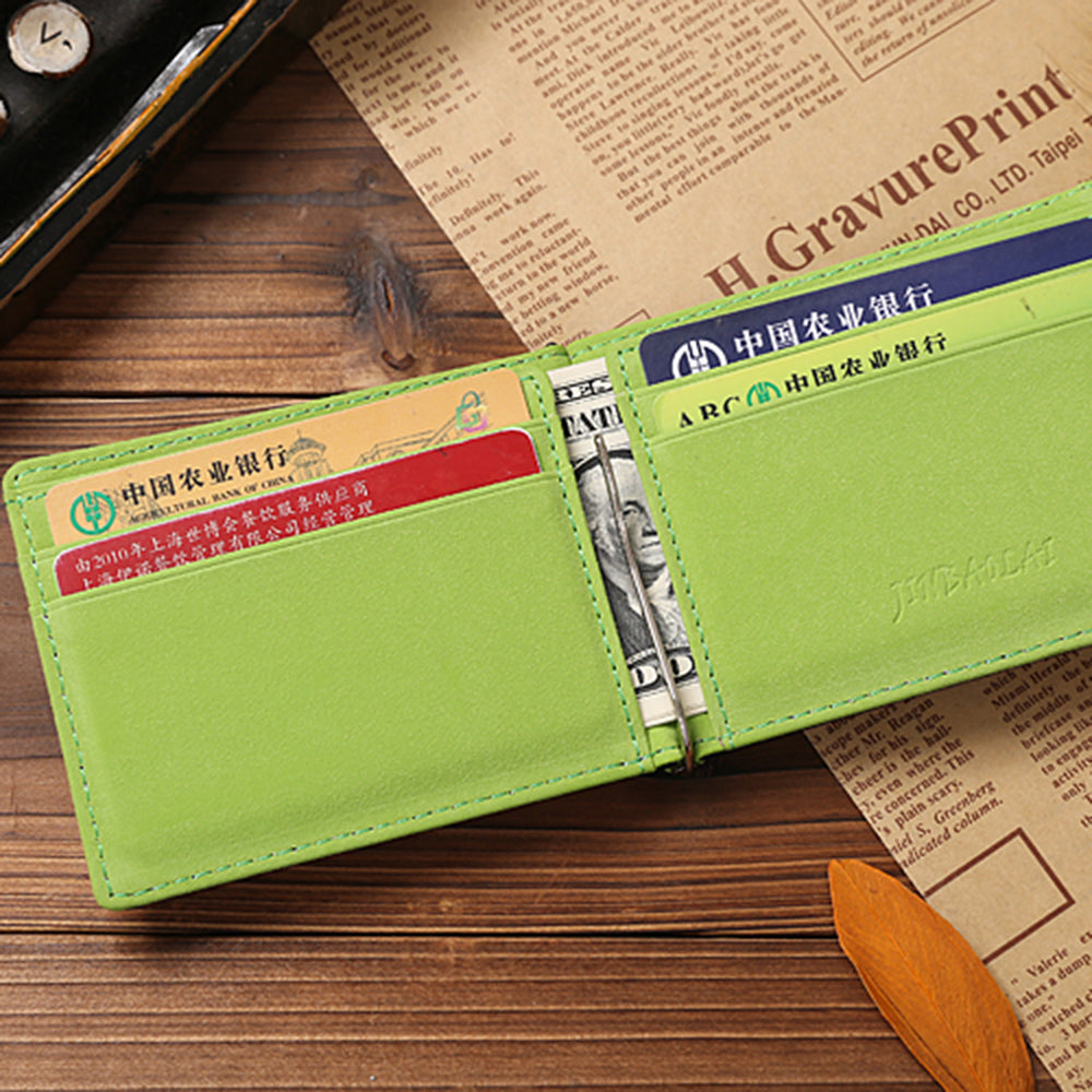 Creative Ultra-thin Bi-fold PU Leather Card Holders Wallet with Money Clip