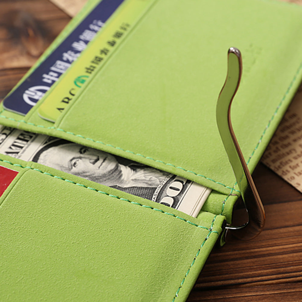 Creative Ultra-thin Bi-fold PU Leather Card Holders Wallet with Money Clip