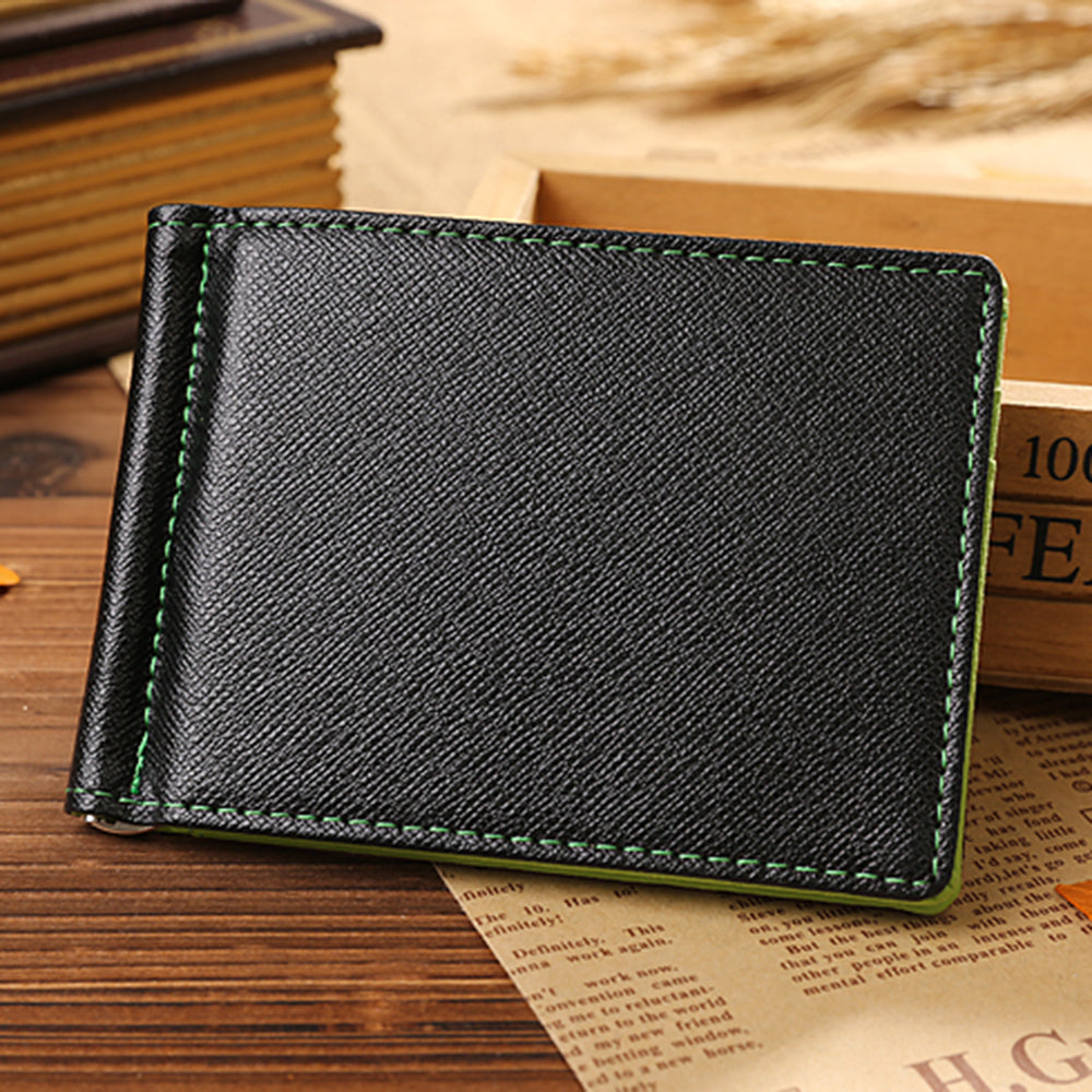 Creative Ultra-thin Bi-fold PU Leather Card Holders Wallet with Money Clip