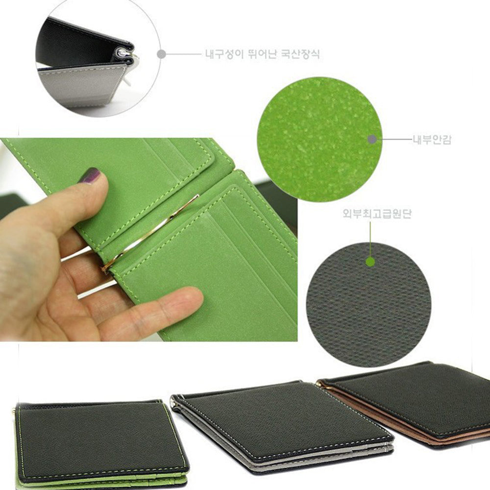 Creative Ultra-thin Bi-fold PU Leather Card Holders Wallet with Money Clip