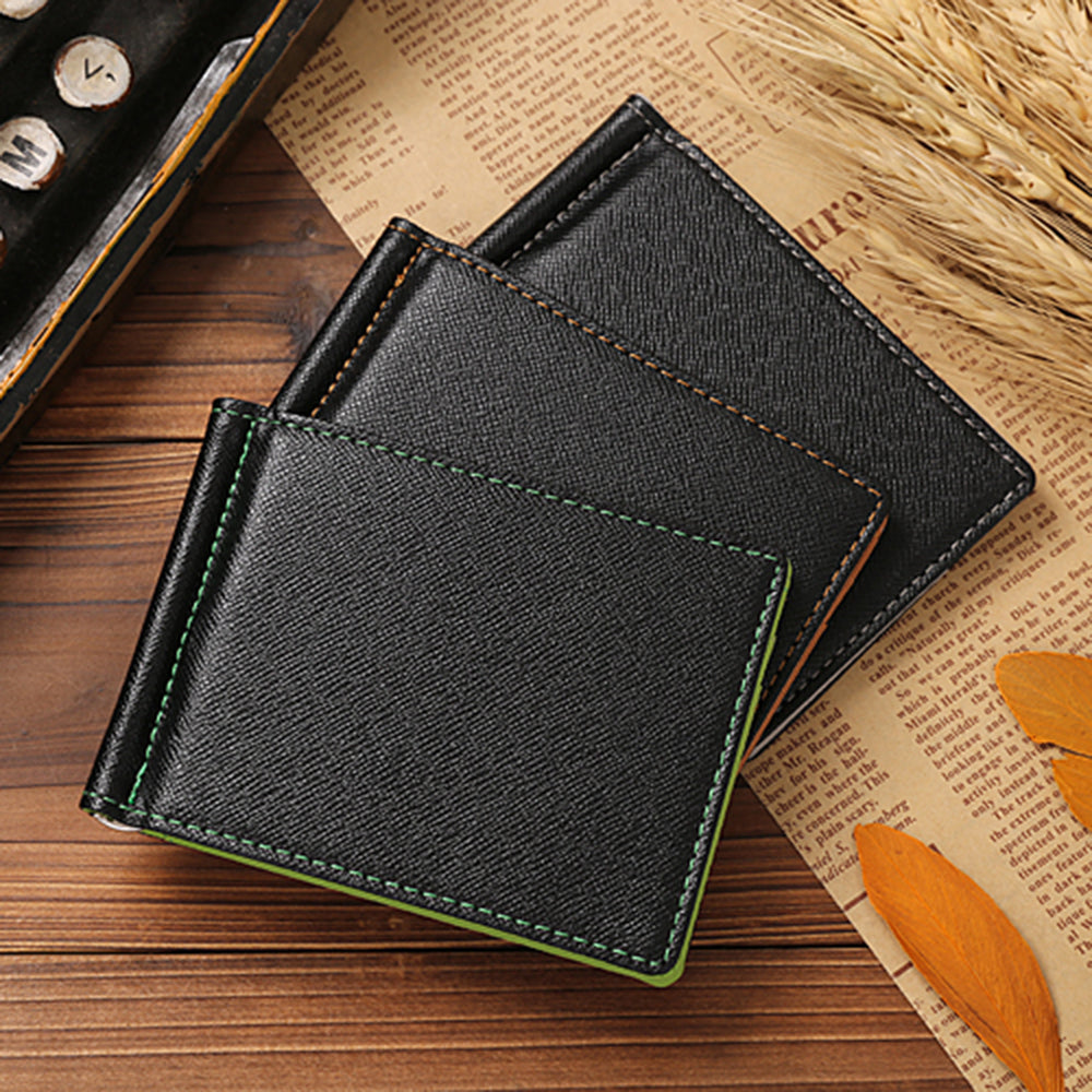 Creative Ultra-thin Bi-fold PU Leather Card Holders Wallet with Money Clip